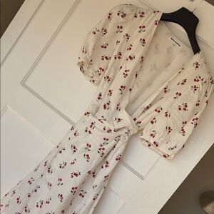 Reformation Cherry print wrap Dress